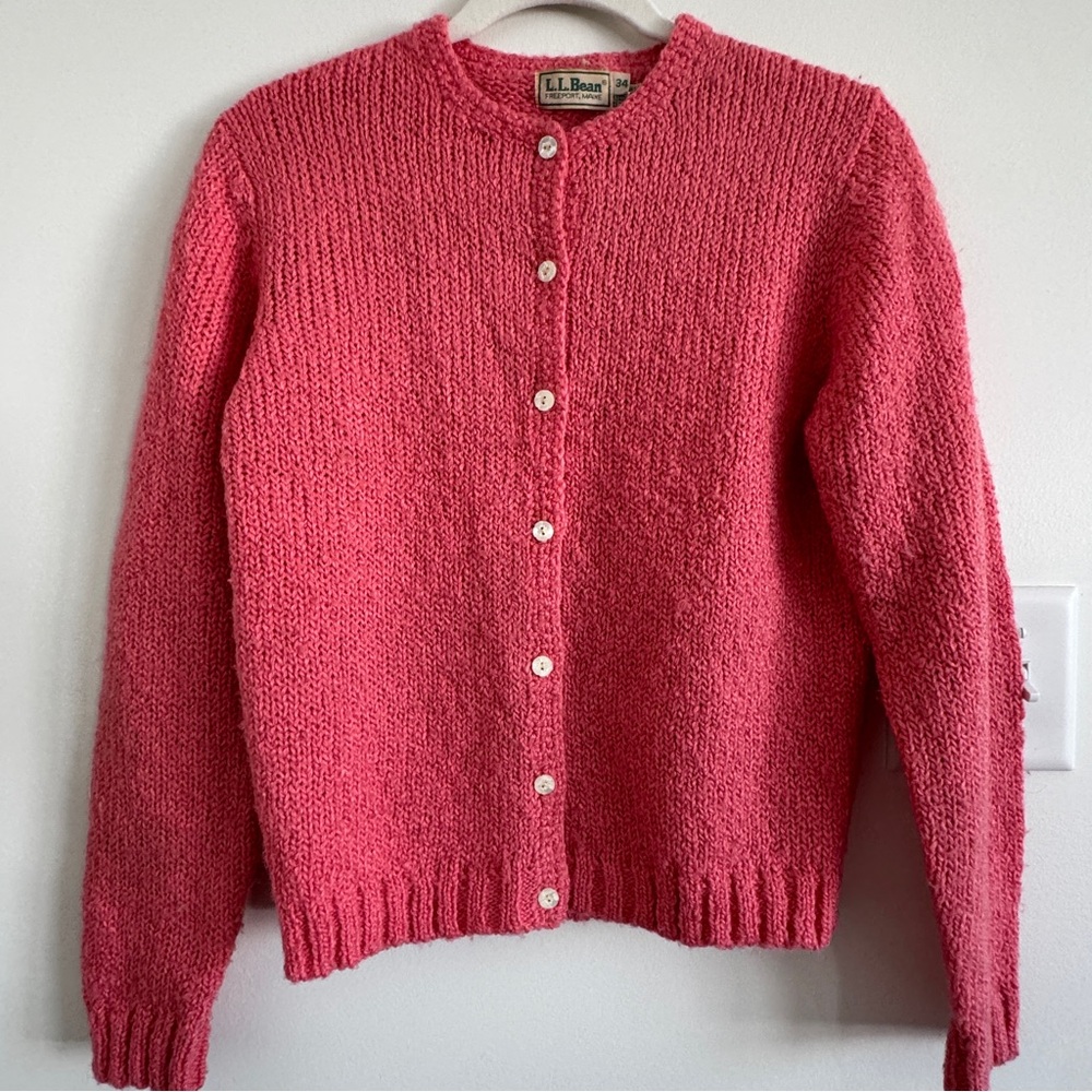 Vintage L.L. Bean Sweater Button Down Coral Pink
